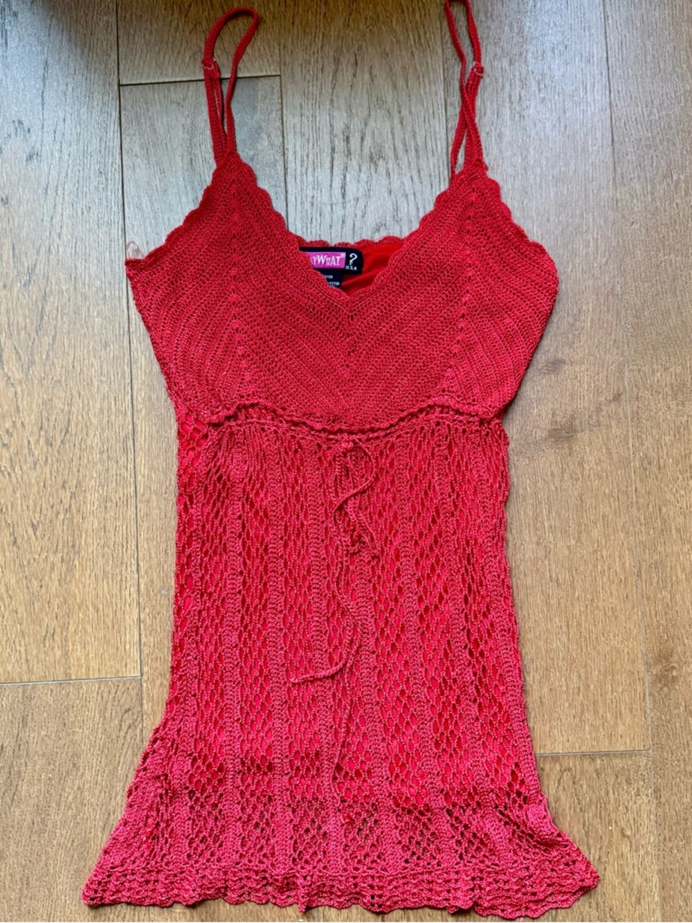 Y2k Red Crochet Knit Cami Top